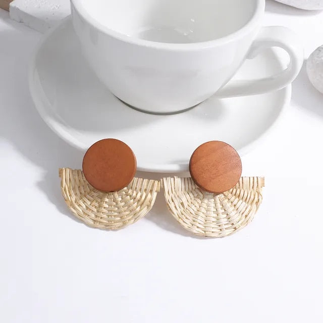 Nandee Boho Geometric Wooden Earrings