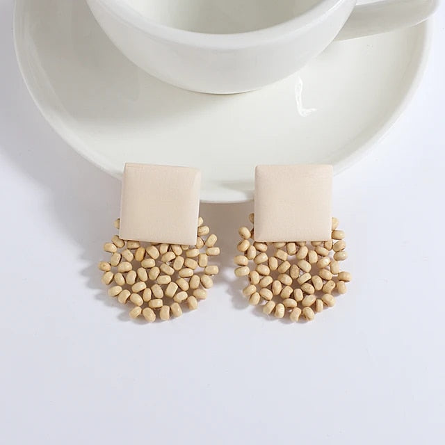 Nandee Boho Geometric Wooden Earrings