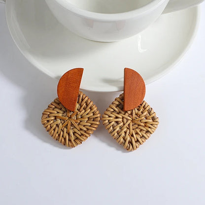 Nandee Boho Geometric Wooden Earrings