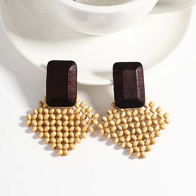 Nandee Boho Geometric Wooden Earrings