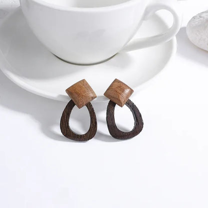 Nandee Boho Geometric Wooden Earrings