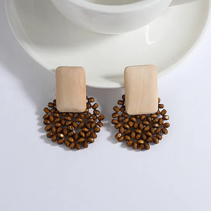 Nandee Boho Geometric Wooden Earrings