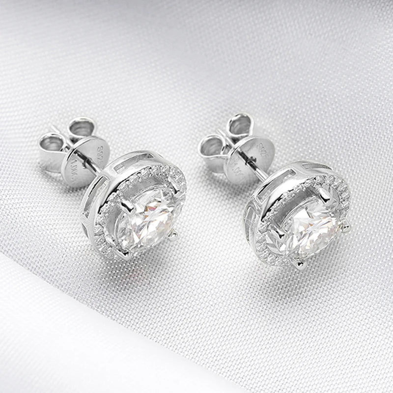 Nandee Platinum Moissanite Stud Earrings