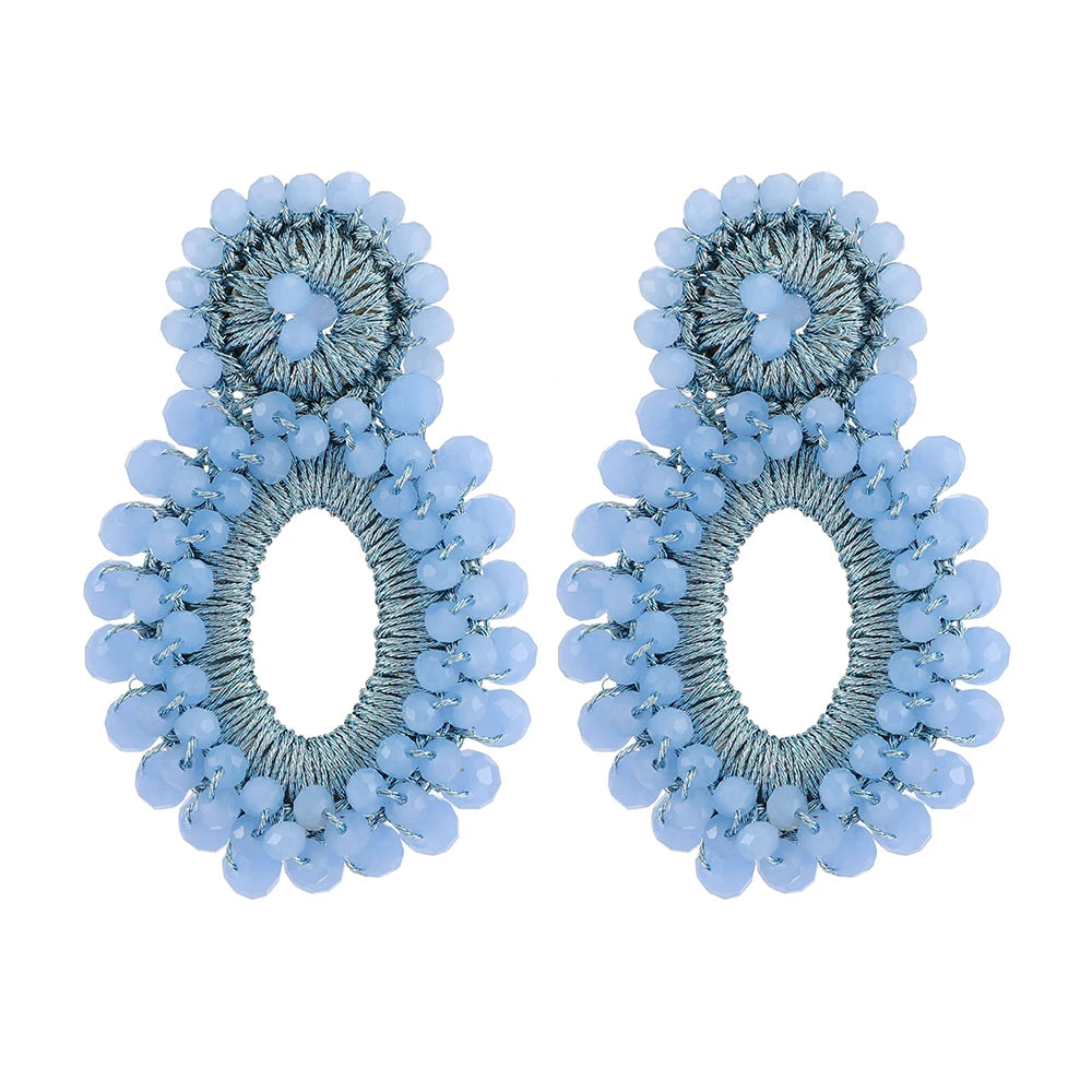 Nandee Handmade Beads Oval Drop Earrings