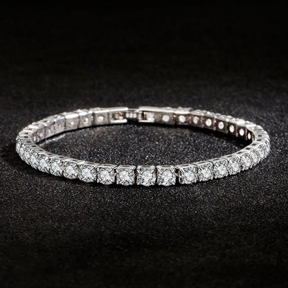 Nandee Silver Cubic Zirconia Tennis Bracelet